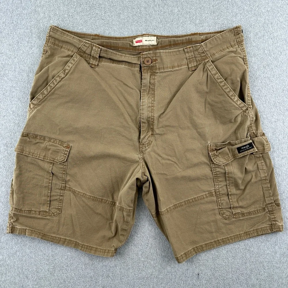 Wrangler Shorts Mens 40 Brown Cargo Relaxed Fit‎ Cotton Stretch Ripstop 40X10